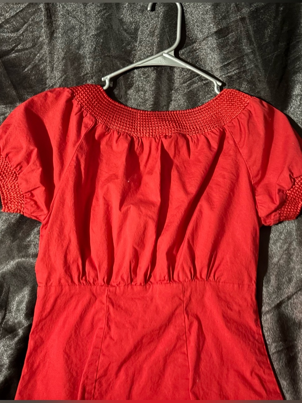Guess Red Short-Sleeve Ruffle Front Blouse - Picture 3 of 4